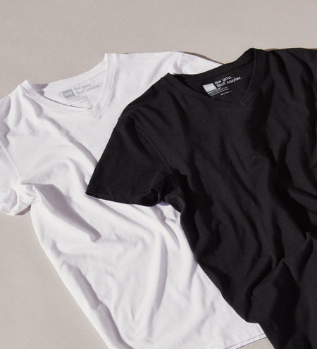 Two cooling tees in white and black