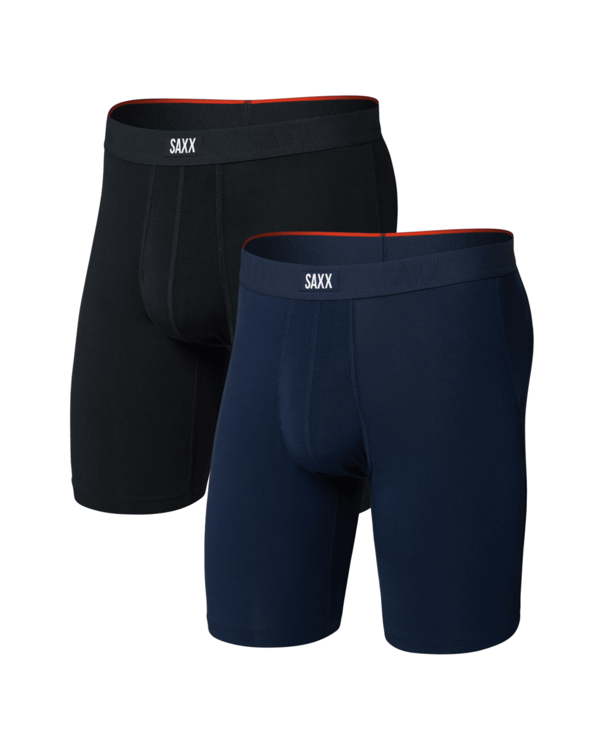 Front of Vibe Xtra Soft Comfort Long Boxer Brief Fly 2Pk in Black/Navy
