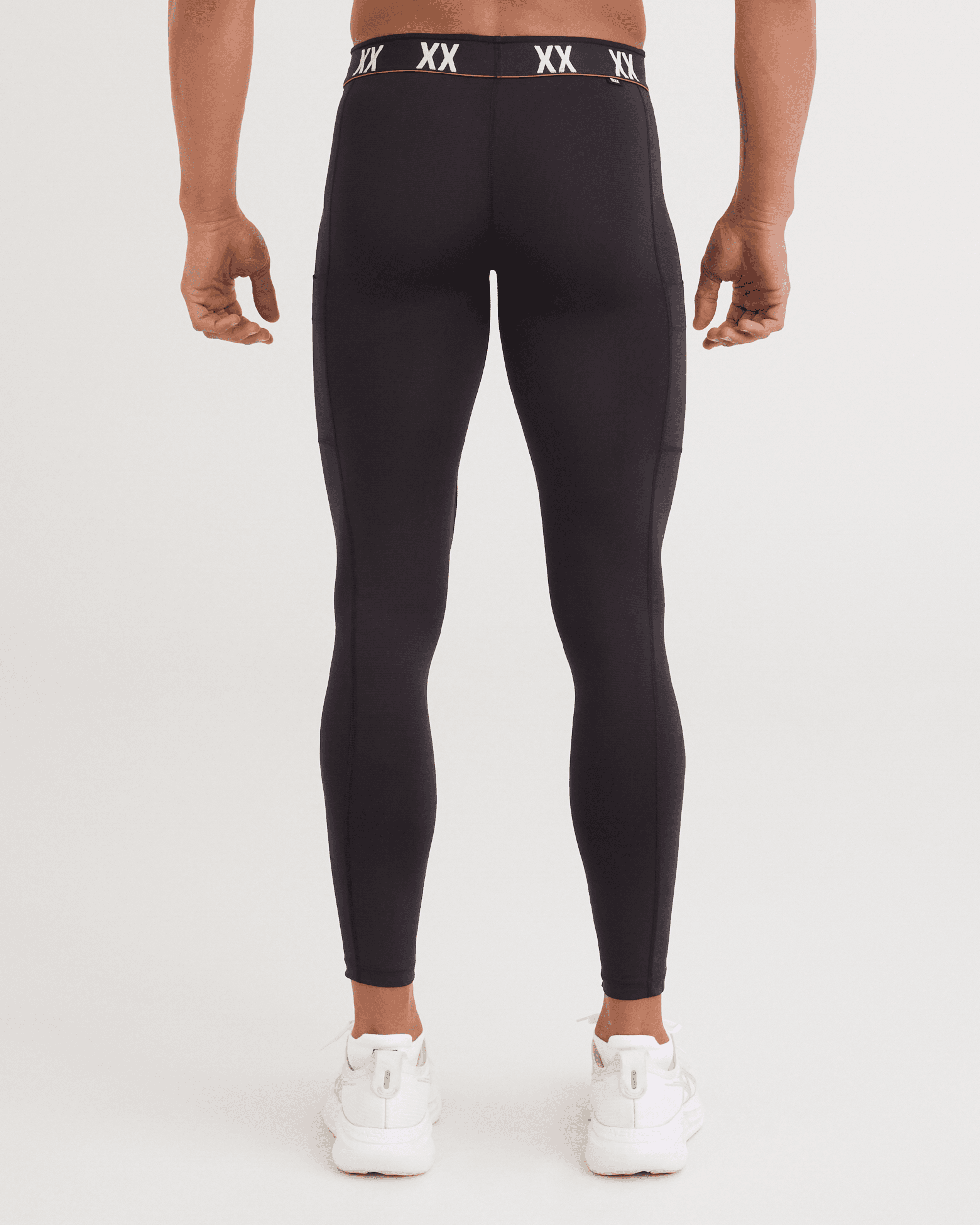 Back - Model wearing Multi-Sport Mesh Tights in Black