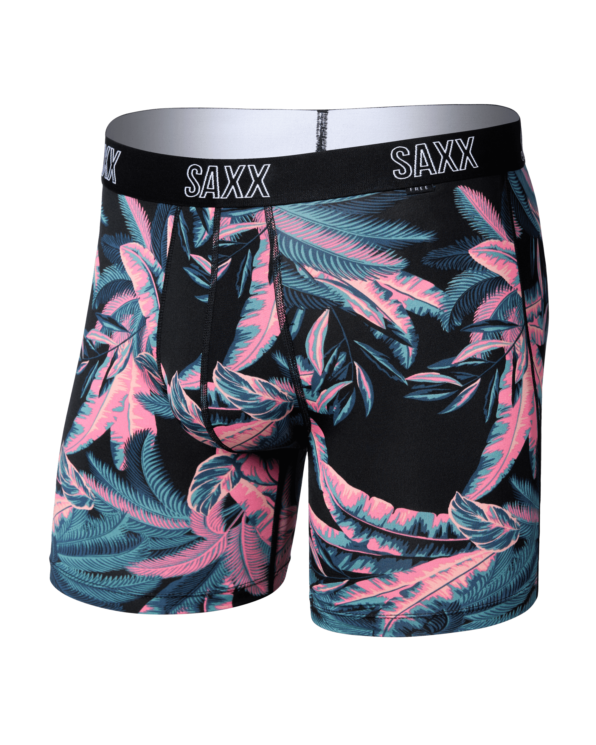 Front of DropTemp All Day Cooling Boxer Brief in Tropical Jungle-Black
