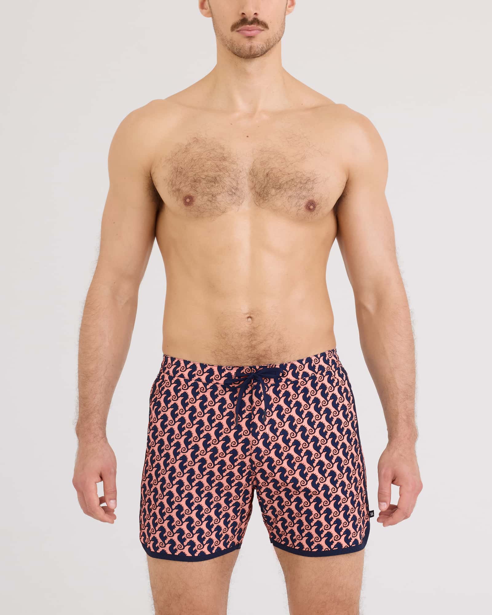 Front - Model wearing Harbormaster 2N1 Trunk 5" in Seahorse Chain-LightCoral