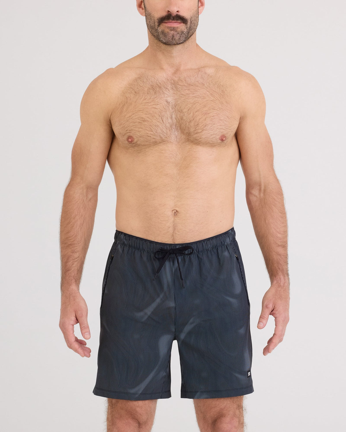 Front - Model wearing Power Moves Short 7" in Smoke Camo-Dark Charcoal
