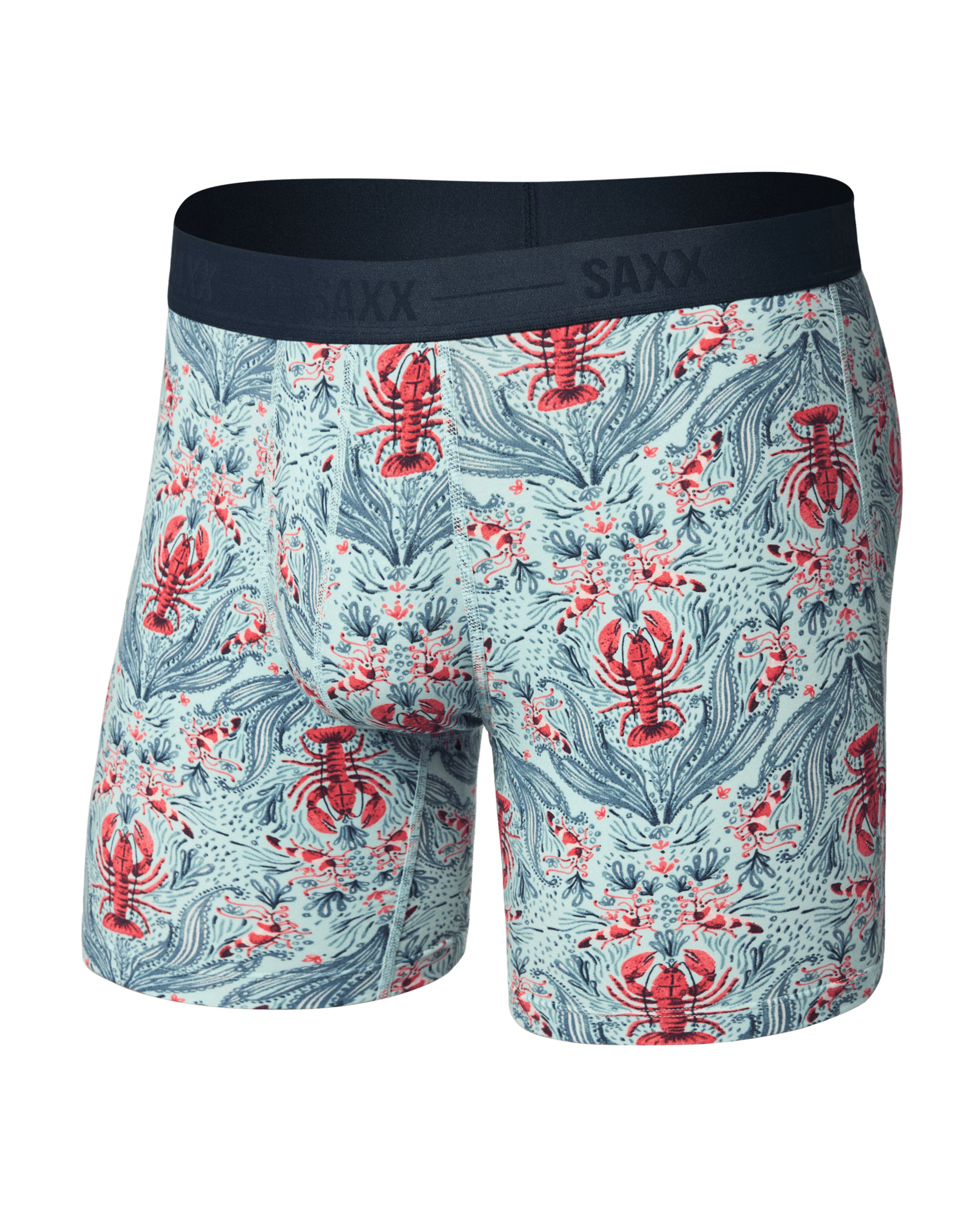 Front of Smooth Luxe Micro Modal Boxer Brief in Lobster Flourish-Mint