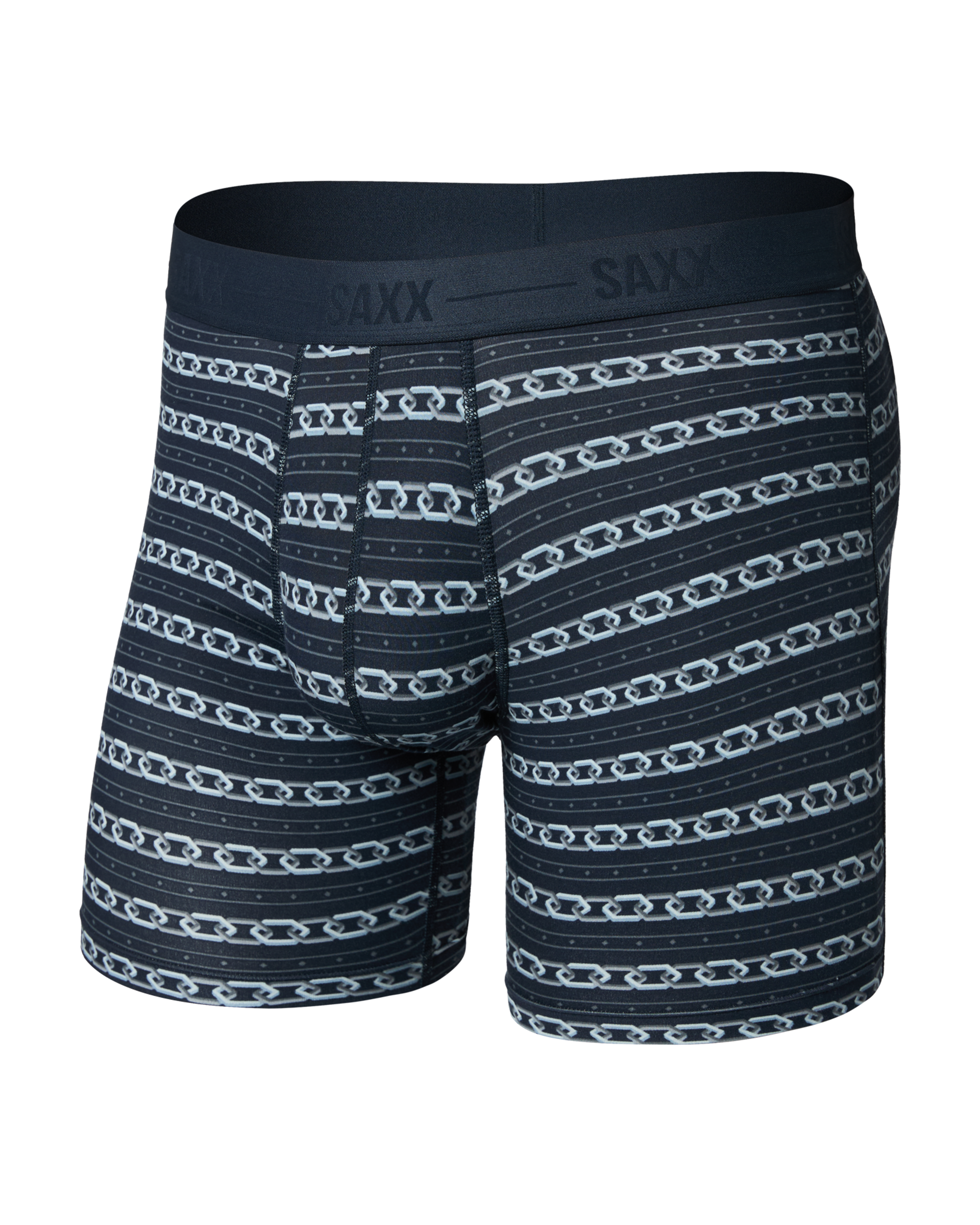 Front of Smooth Luxe Micro Modal Boxer Brief in Link Stripe-Dark Ink
