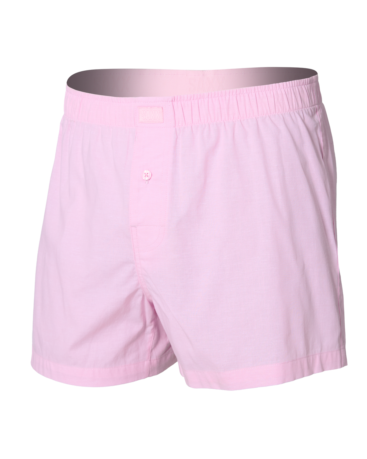 Front of DropTemp Cooling Cotton Boxer Short in Chambray-Pink
