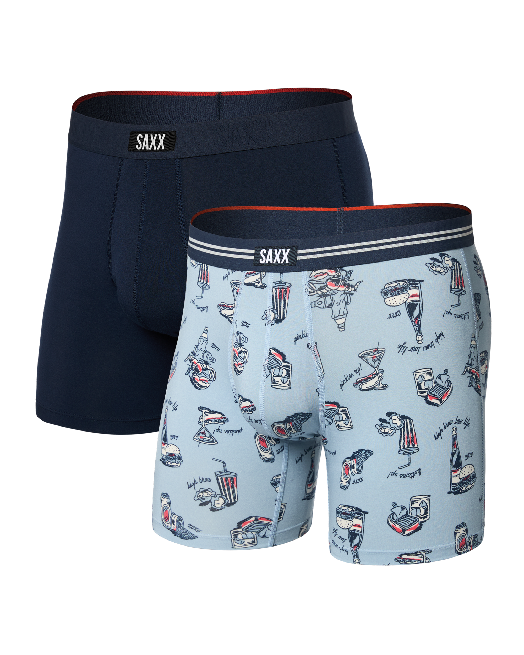 Front of Vibe Xtra Soft Comfort Boxer Brief Fly 2Pk in High Brow Low Life/Navy