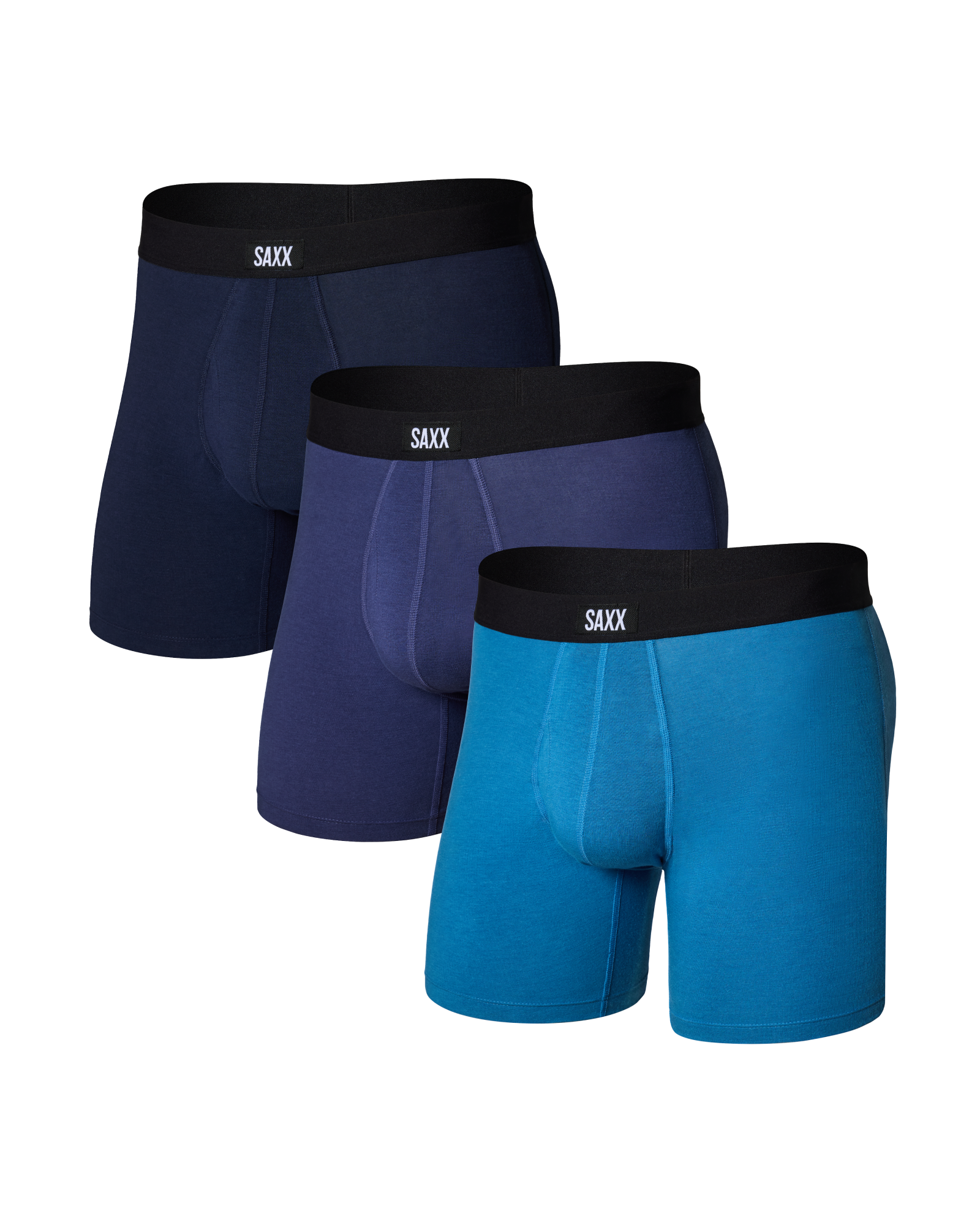 Front of Core Cotton Boxer Brief in Lake Blue/Deep Cobalt/Navy