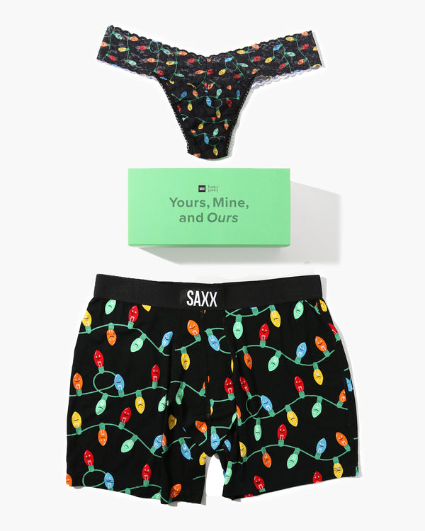 SAXX Ultra Boxer Brief and Hanky Panky Low Rise Thong in Getta Watt