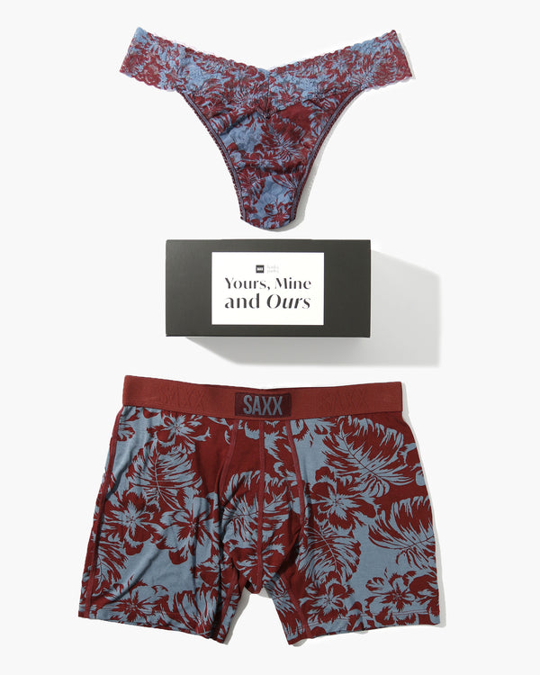 SAXX Vibe Boxer Brief and Hanky Panky Original Rise Thong in Shadow Tropics
