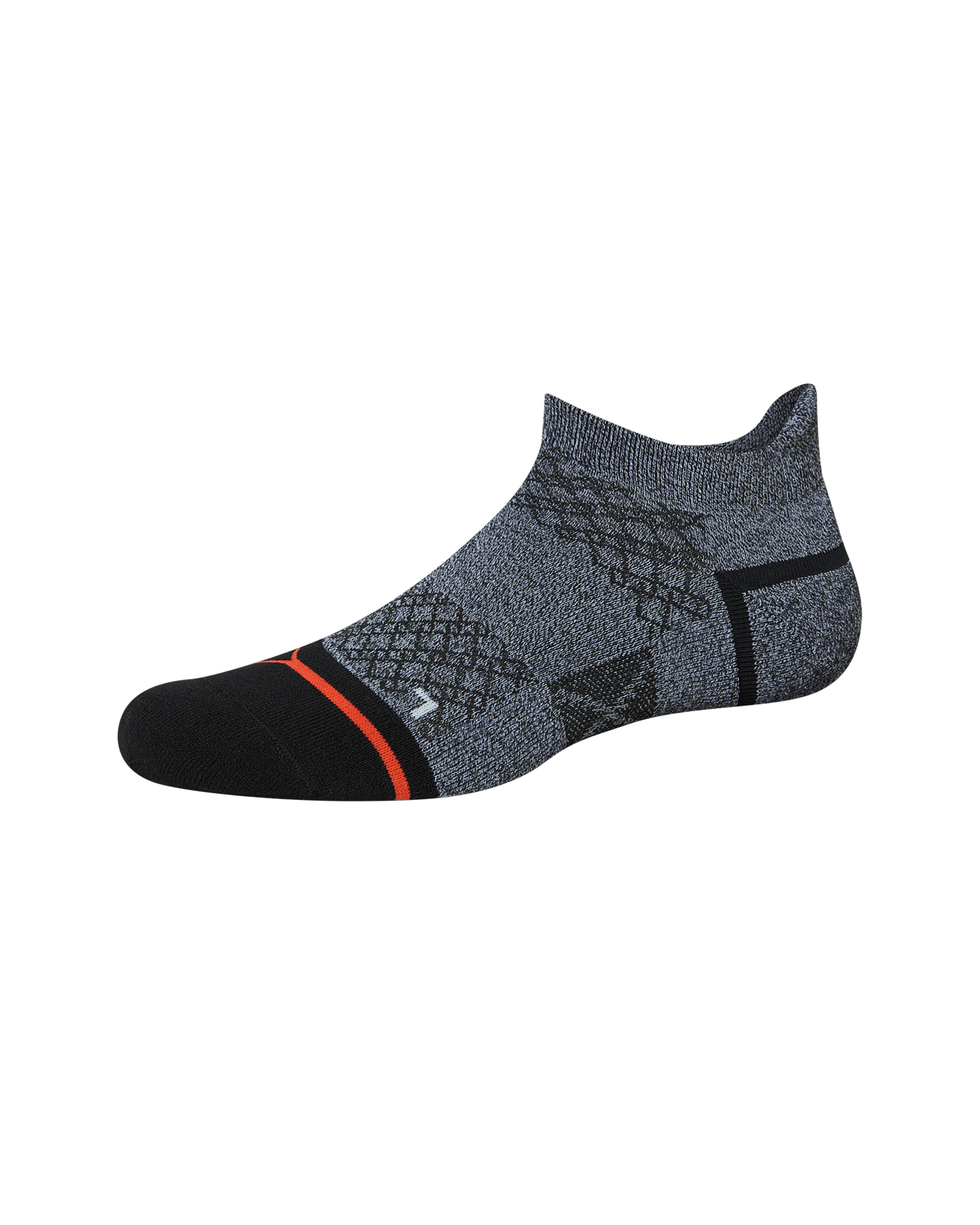 Front of  Foot Hold Mid-Weight Low Show Sock in Black/White