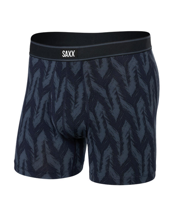 Front of Daytripper Boxer Brief in Ikat Chevron-Deep Navy