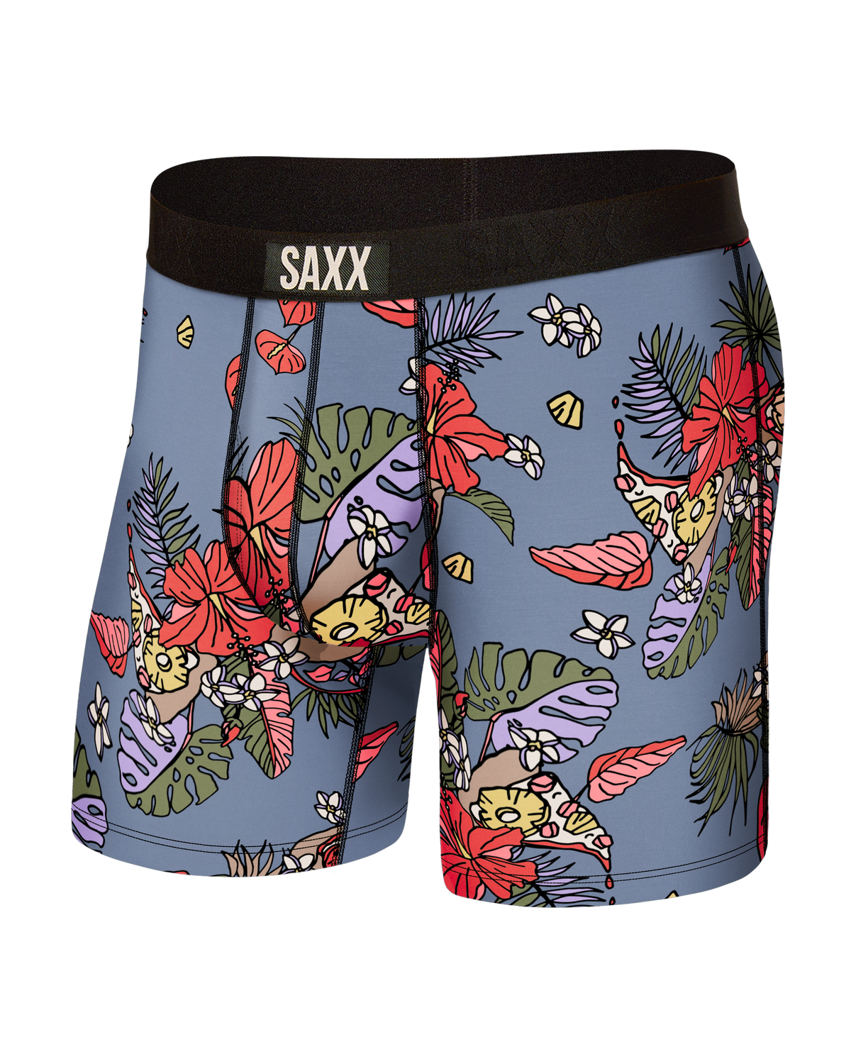 Front of Ultra Super Soft Boxer Brief Fly in Hawaiian Pizza-Stone Blue