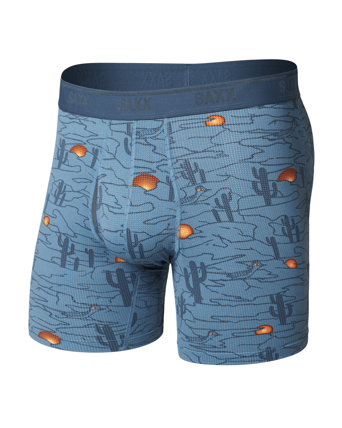 Front of Quest Quick-Dry Mesh Boxer Brief in Canyonlands-Washed Blue