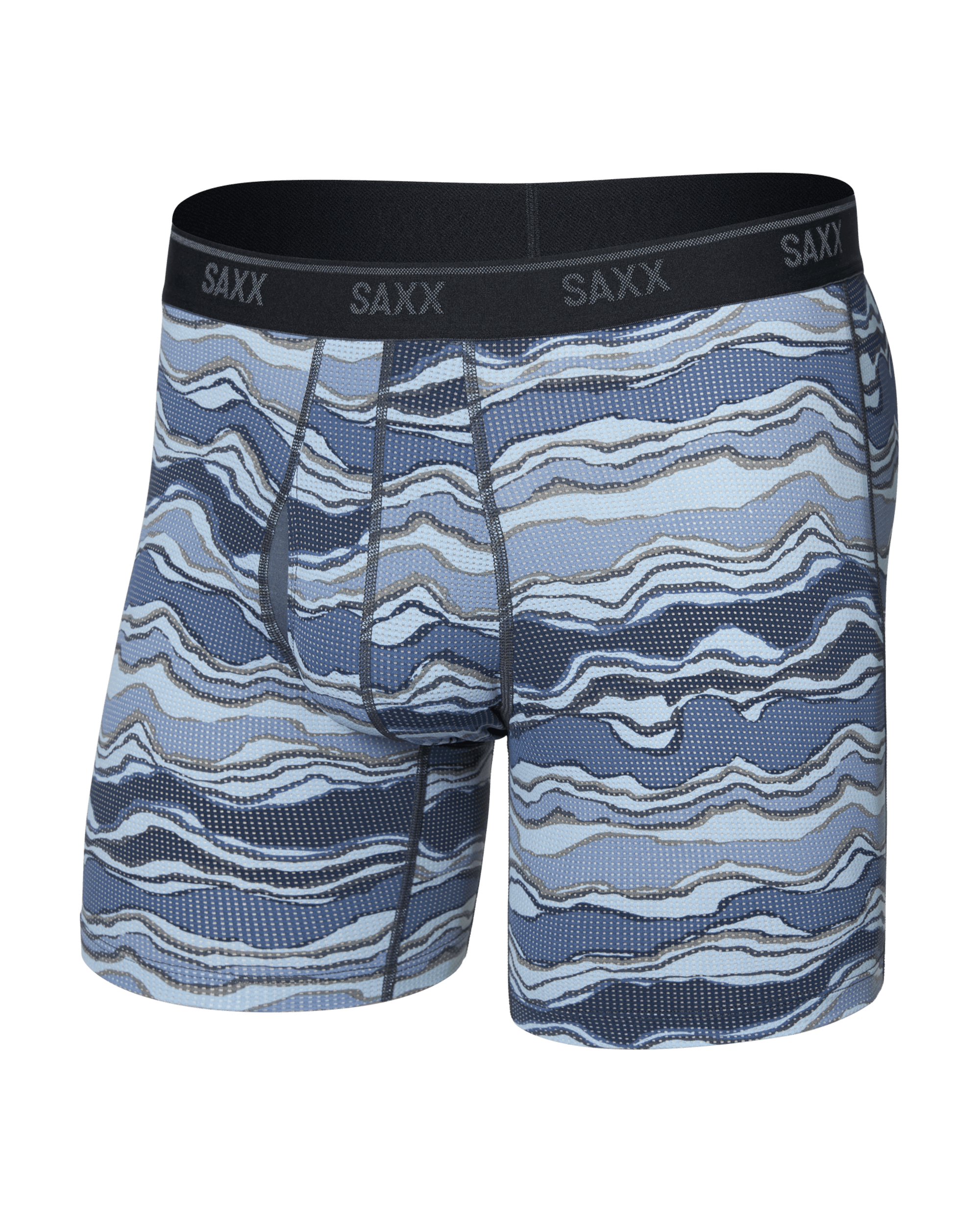 Front of Quest Quick-Dry Mesh Boxer Brief Fly in Lazy River-Multi
