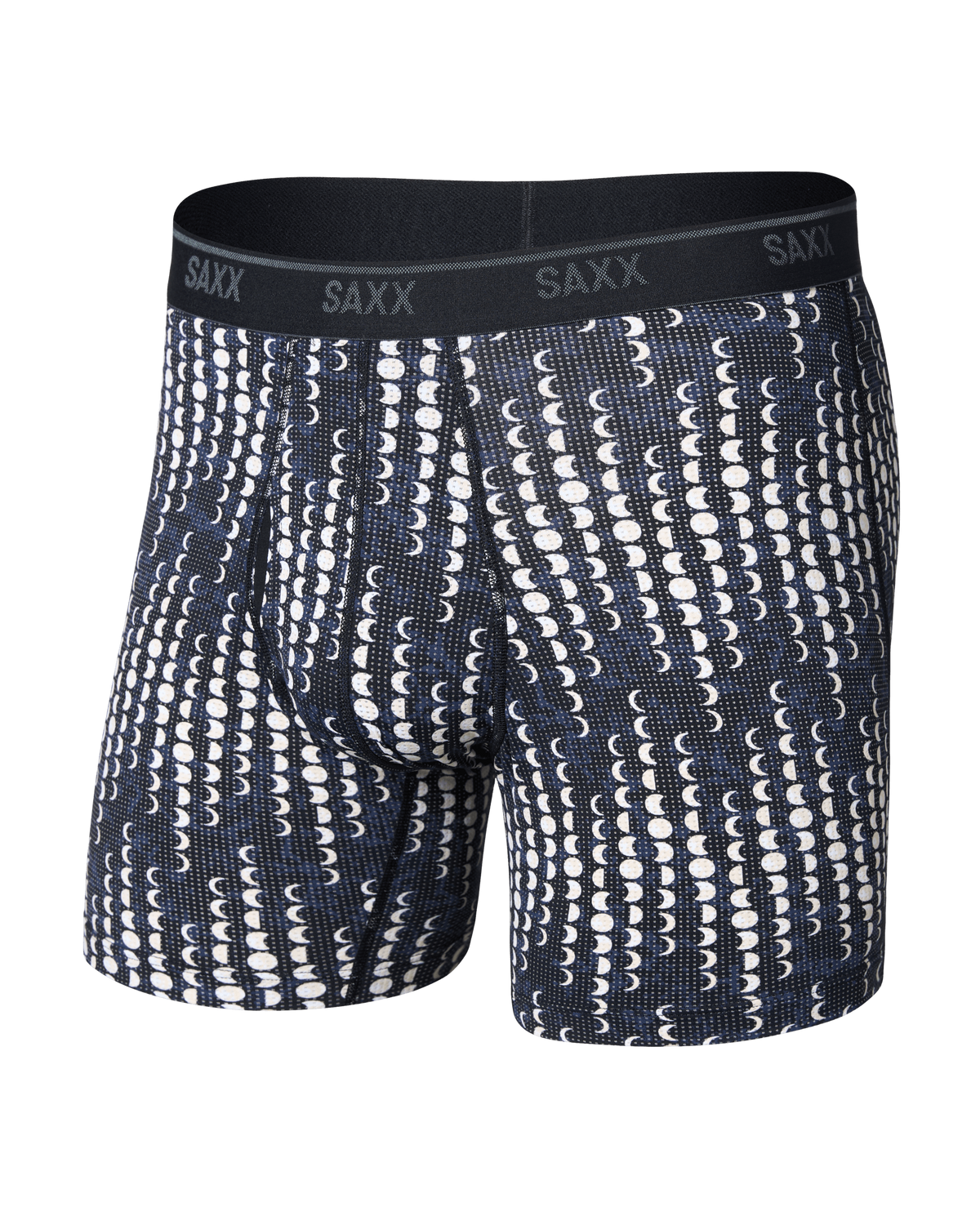 Front of Quest Quick-Dry Mesh Boxer Brief in Moonrise-Black