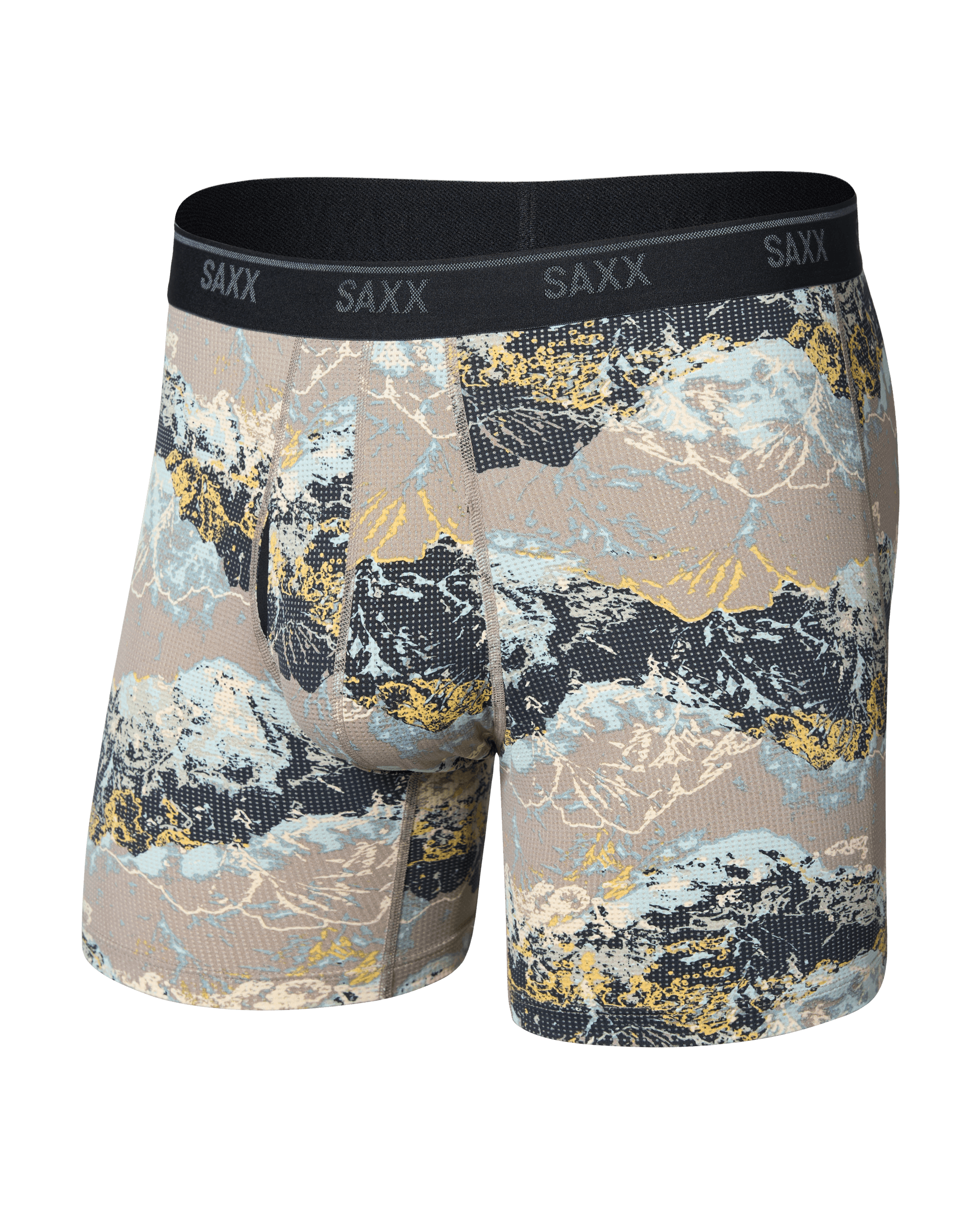 Front of Quest Quick-Dry Mesh Boxer Brief in Summits-Cinder