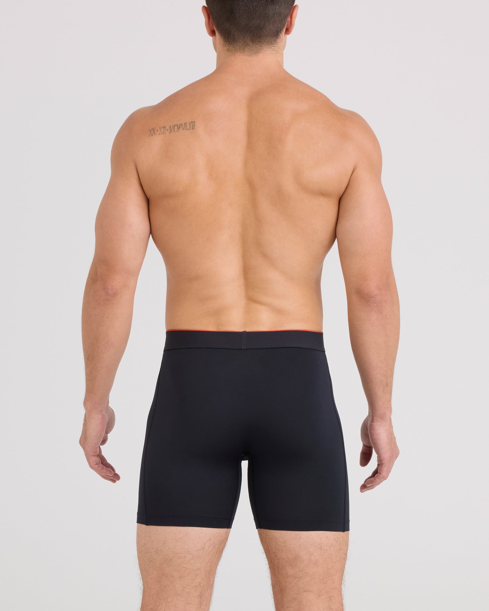 Back - Model wearing Multi-Sport Mesh Boxer Brief Fly in Black
