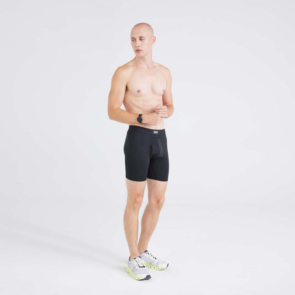 Front - Model wearing Multi-Sport Mesh Boxer Brief in Black