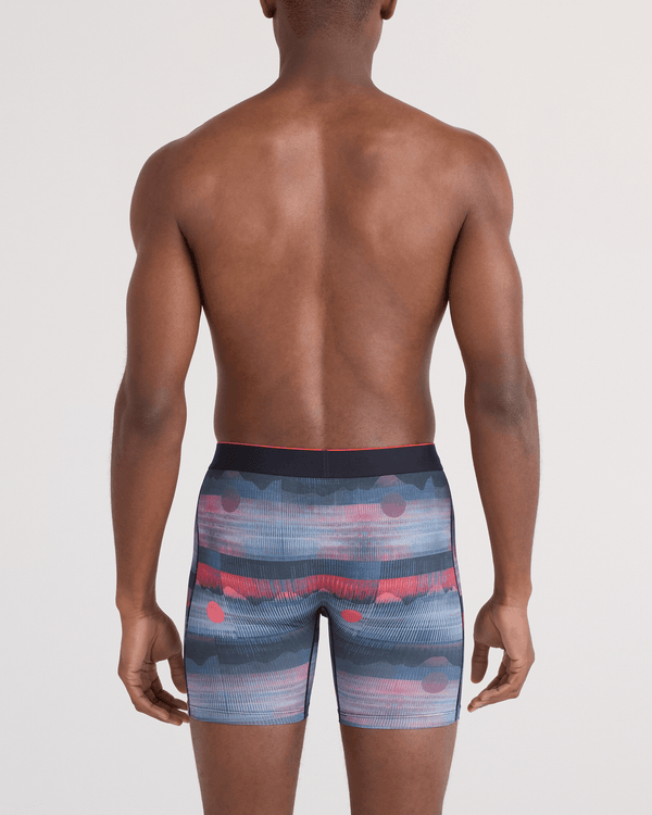 Back - Model wearing Multi-Sport Mesh Boxer Brief Fly in Mystery Peaks-Multi