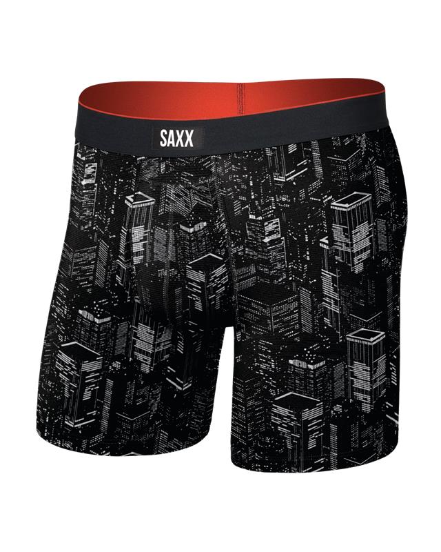 Front of Multi-Sport Mesh Boxer Brief Fly in Night City-Black