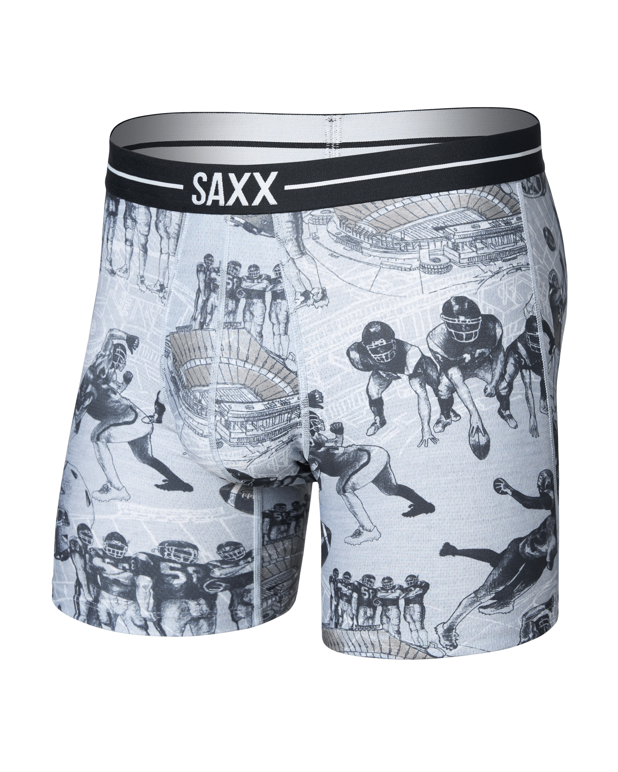 Front of Volt Breathable Mesh Boxer Brief in Gridiron Action-Grey Heather