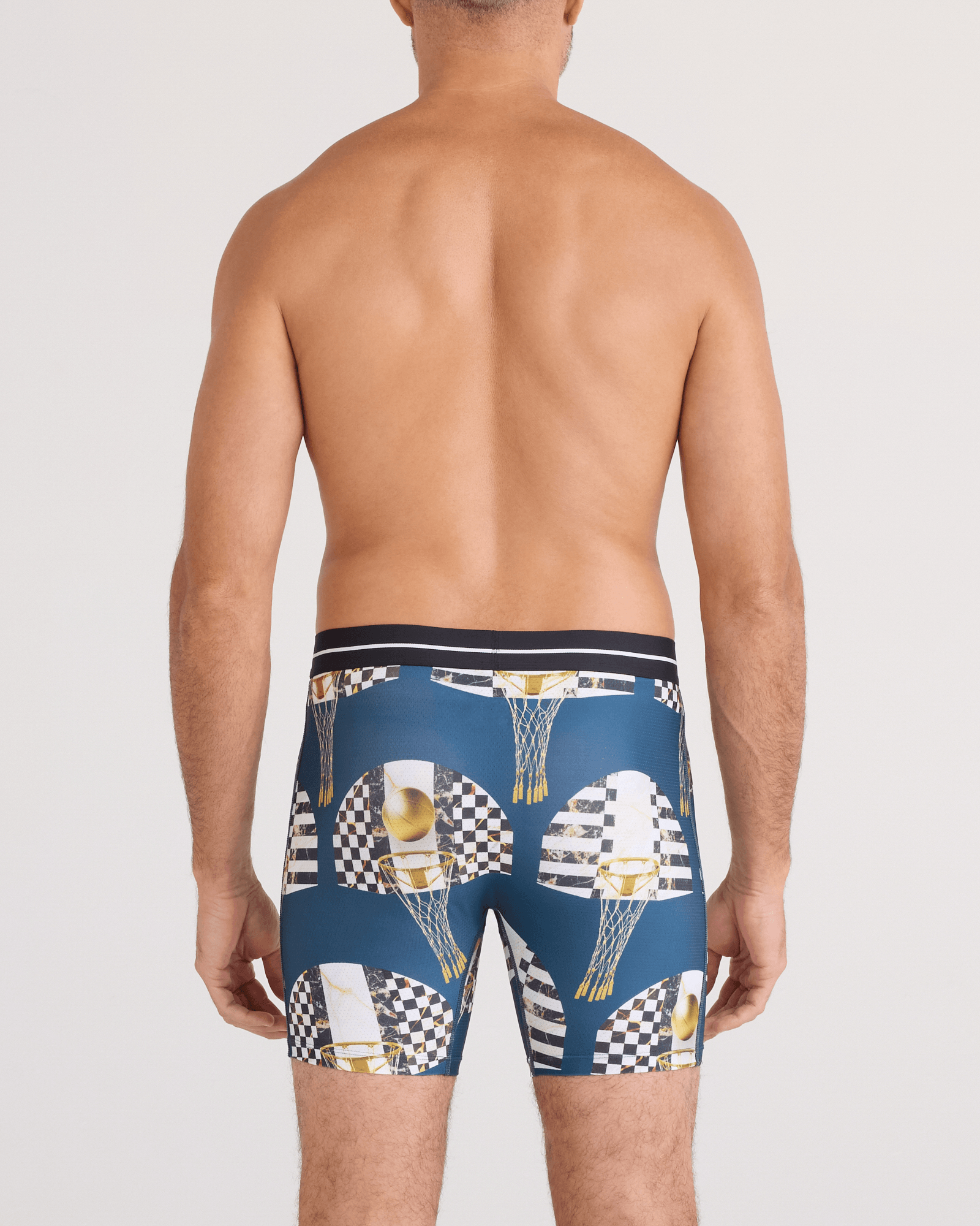 Back - Model wearing  Volt Breathable Mesh Boxer Brief in Off The Chain-Rich Teal