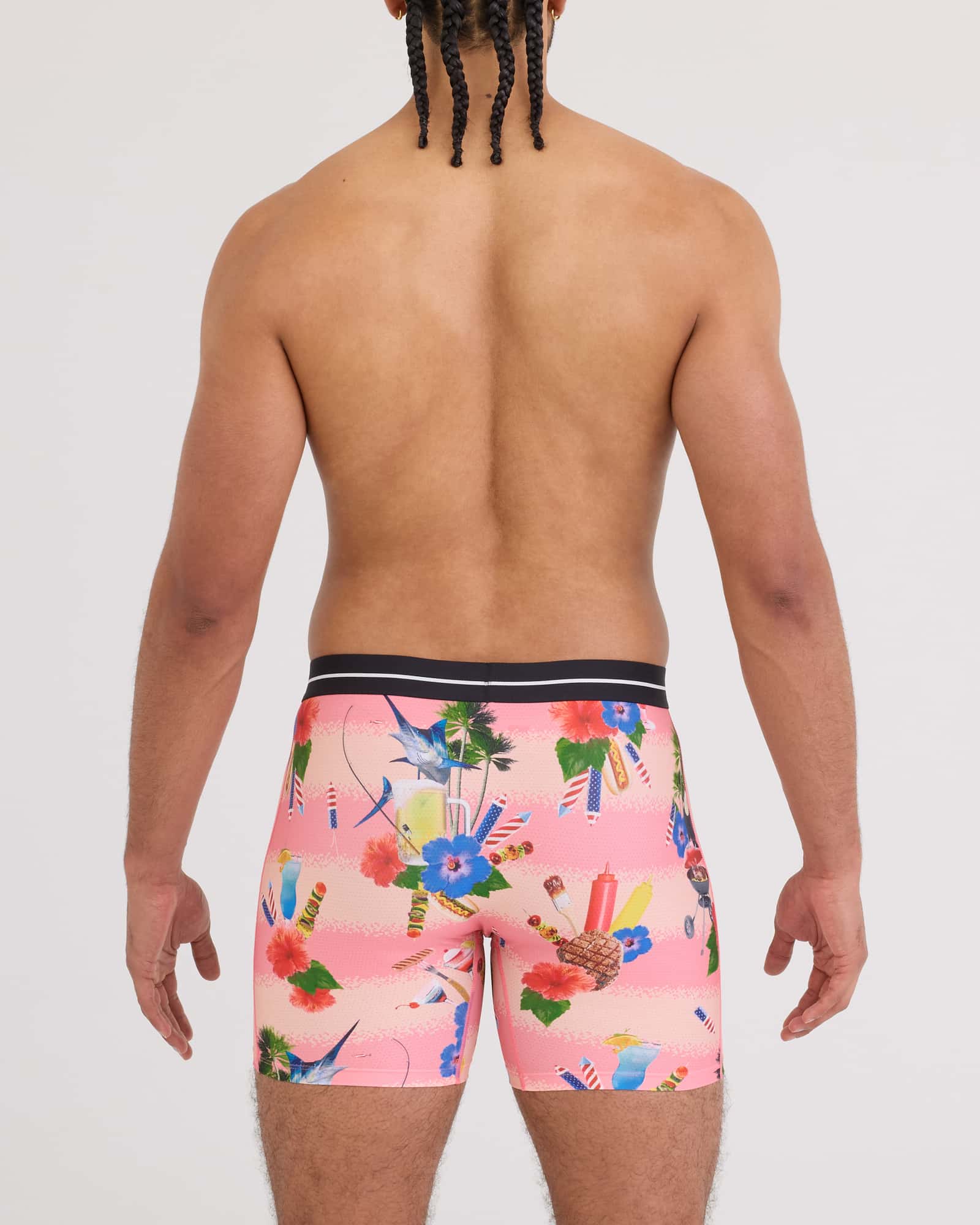 Back - Model wearing Volt Breathable Mesh Boxer Brief in Summer Blowout-Peach