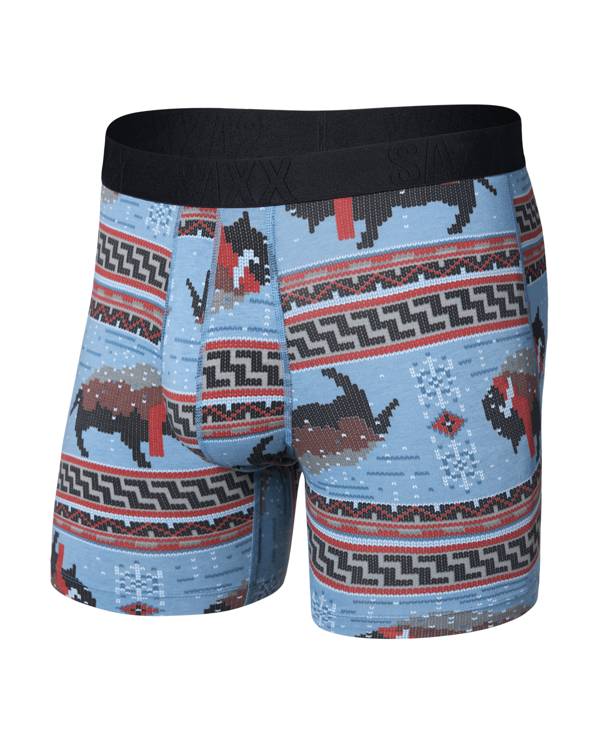Front of DropTemp Cooling Cotton Boxer Brief in Fluffalo-Washed Blue