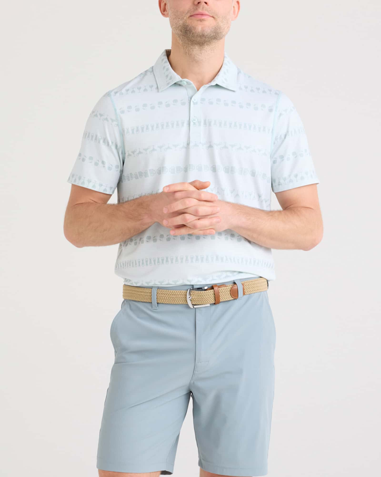 Front - Model wearing Caddie Short 8" in Silver Pine