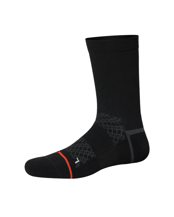 Front of  Foot Hold Mid-Weight Crew Sock in Black