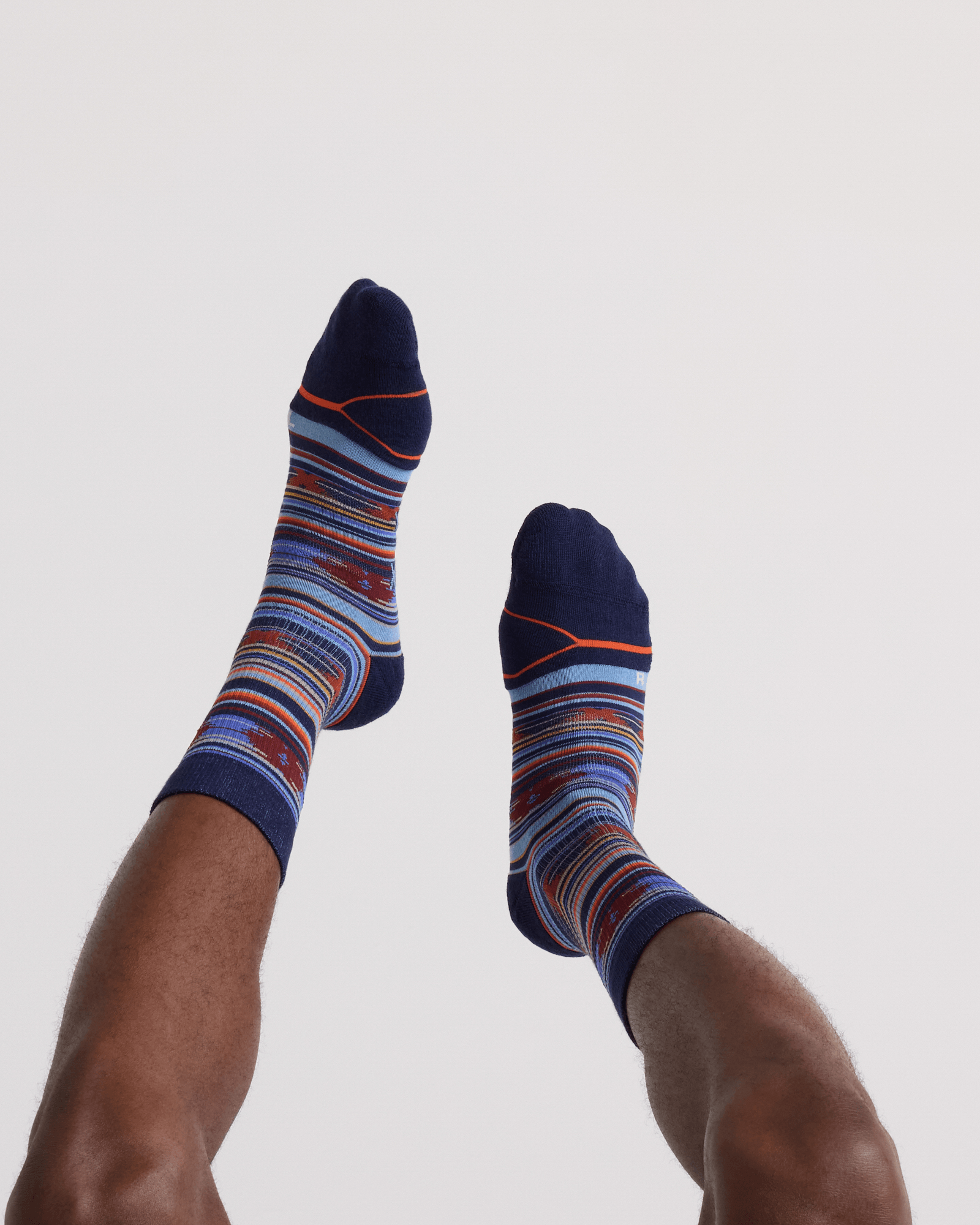 Back - Model wearing  Good Form Crew Sock in Blanket Stripe-Multi