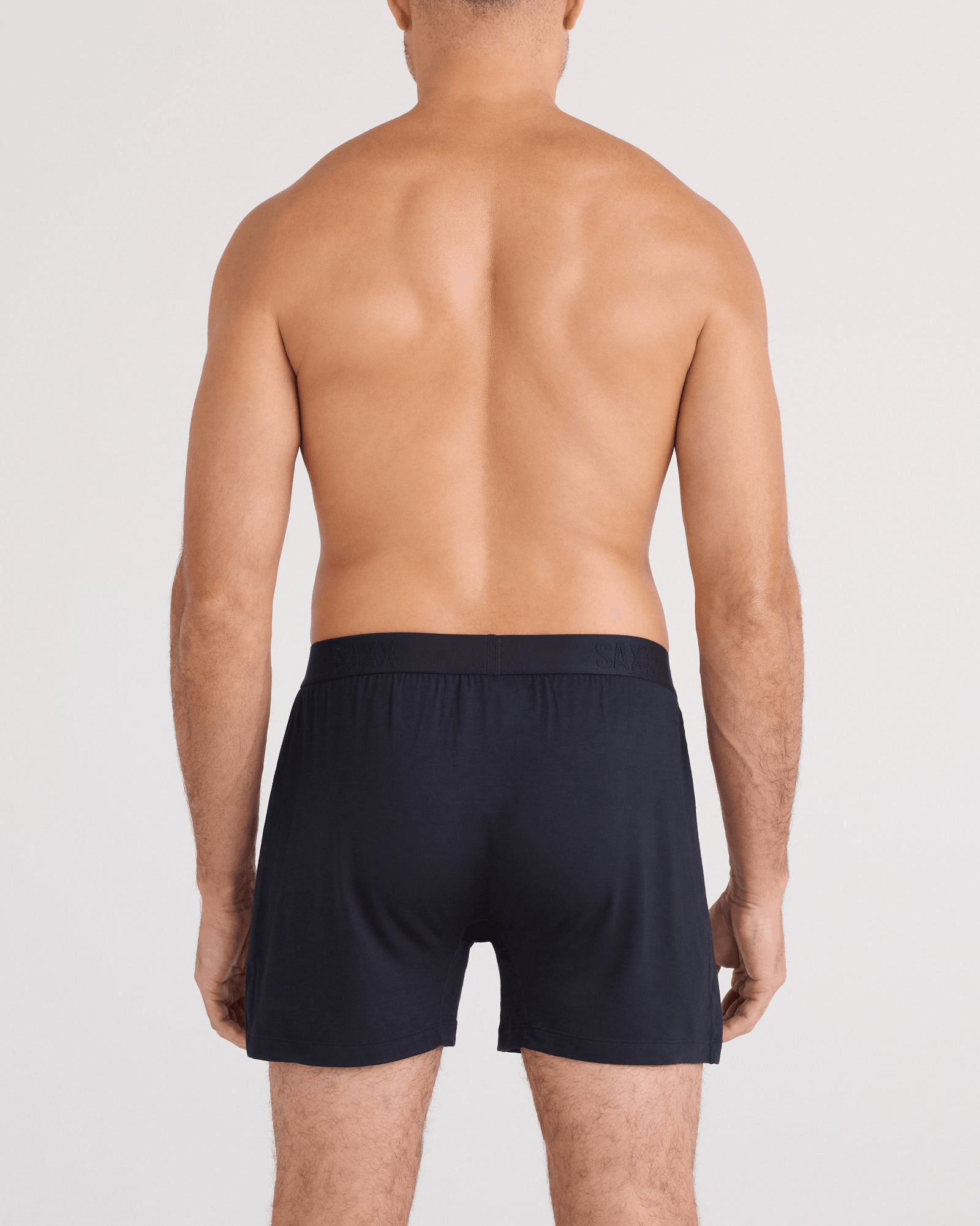 Back - Model wearing  Snooze Sleep Boxer Short in Black