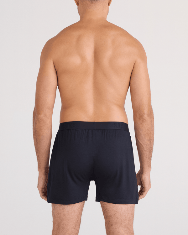 Back - Model wearing  Snooze Sleep Boxer Short in Black