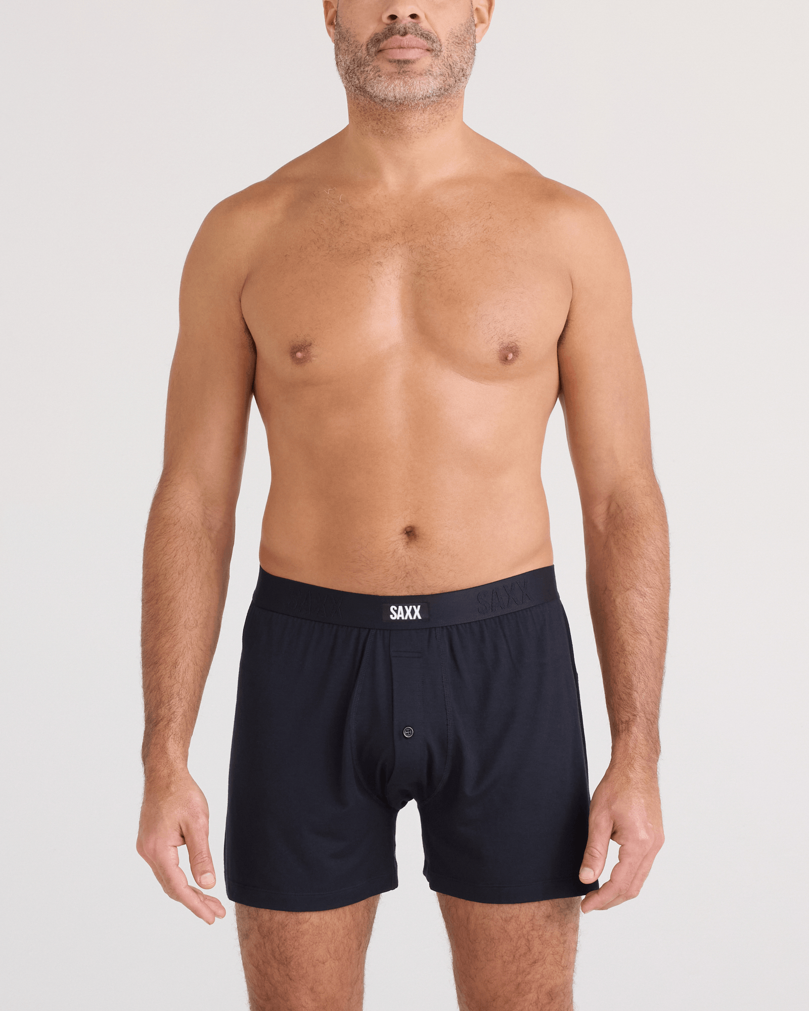 Front - Model wearing  Snooze Sleep Boxer Short in Black