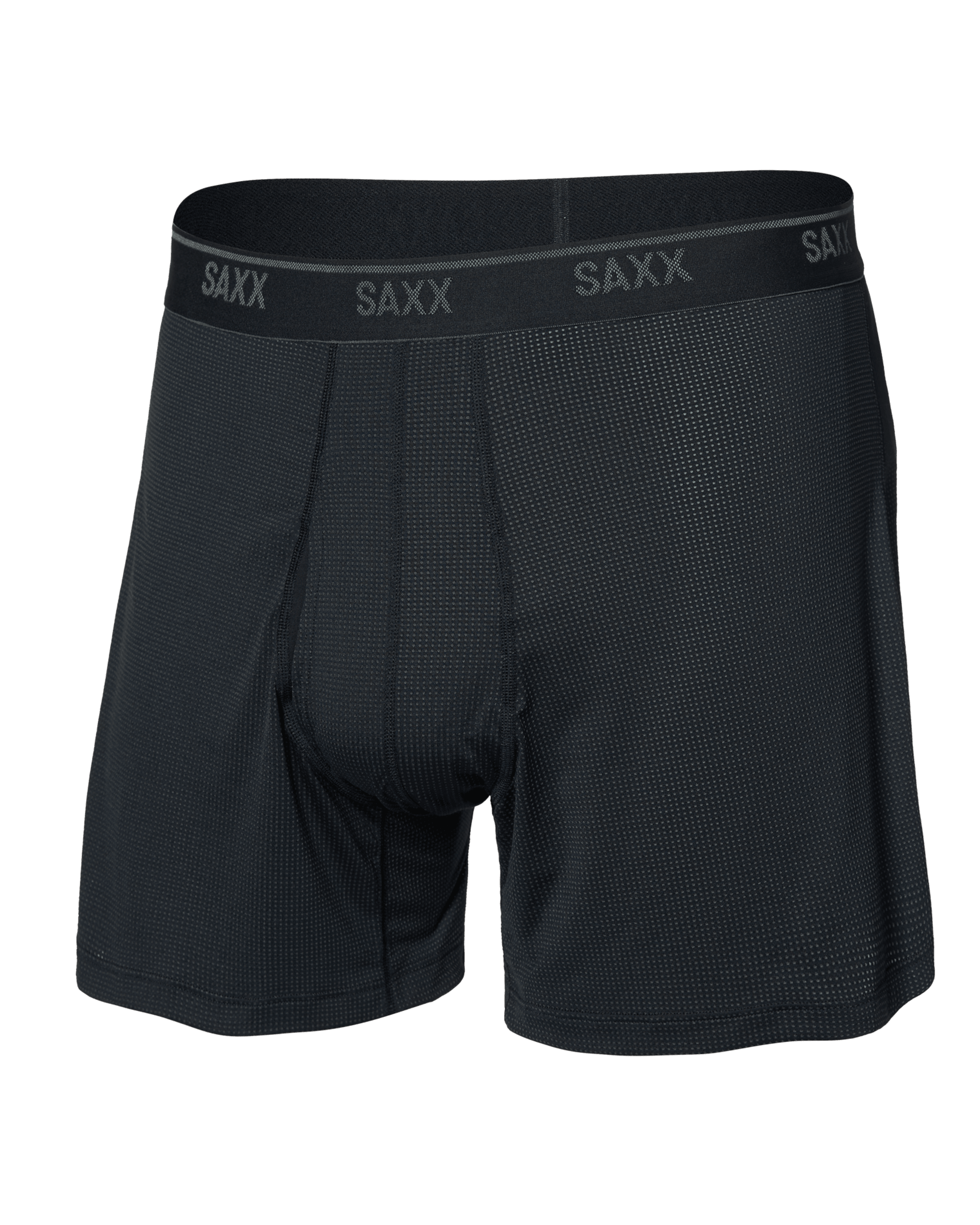 Front of  Quest Quick-Dry Mesh Boxer Short Fly in Black