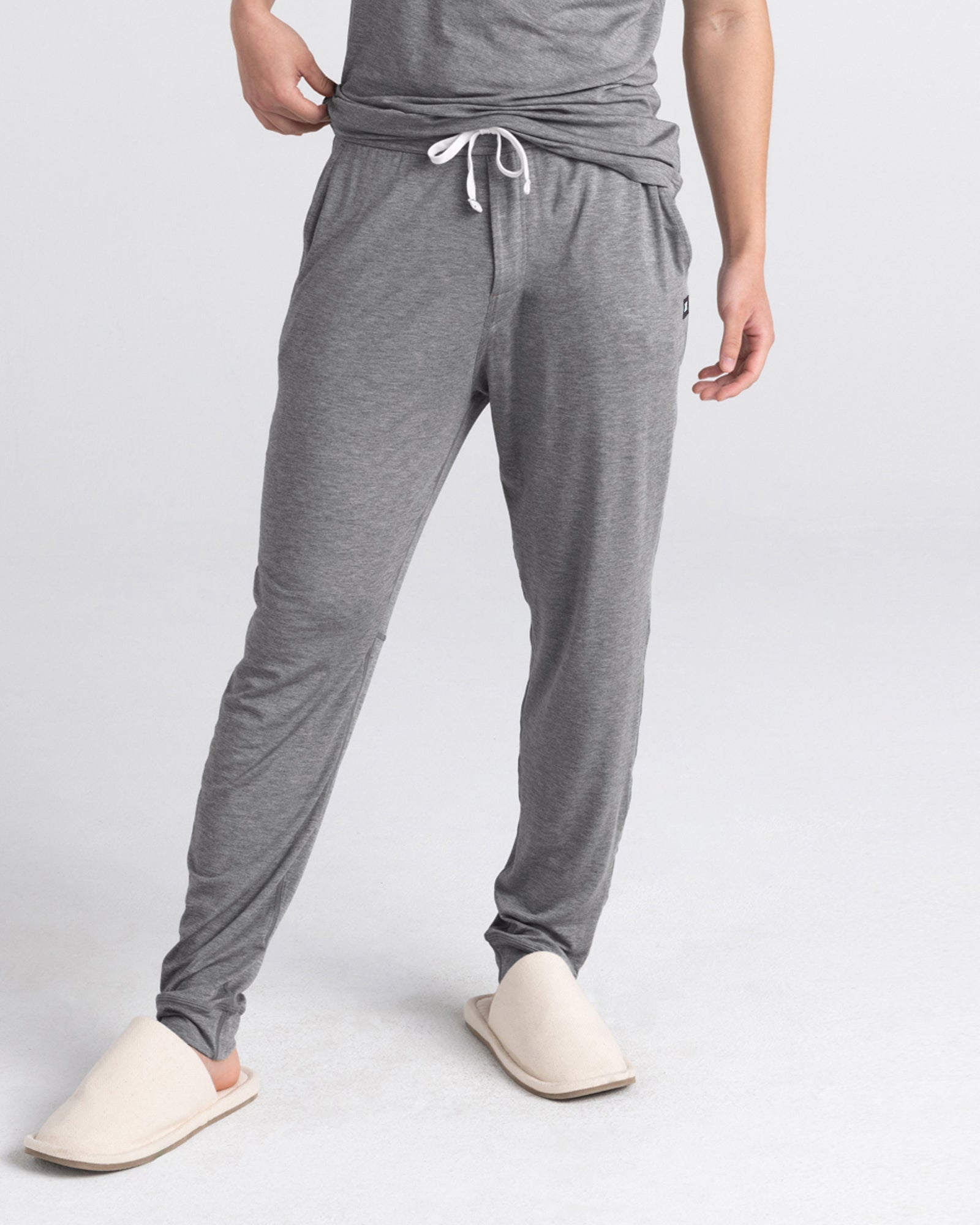Front - Model wearing Snooze Pant in Dark Grey Heather