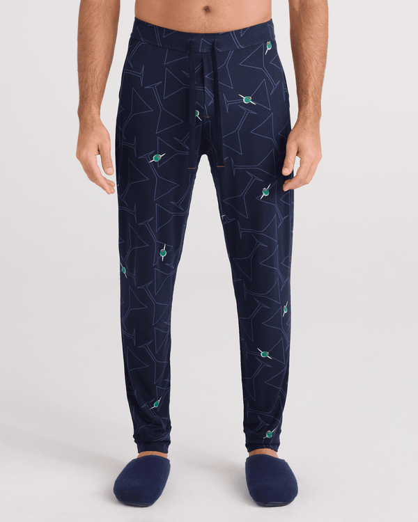 Front - Model wearing Snooze Sleep Pant in Olive You Too-Maritime