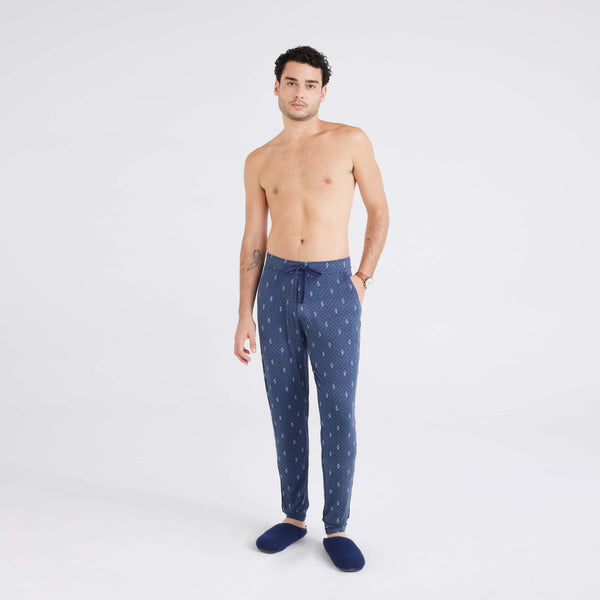 Front - Model wearing Snooze Sleep Pant in Paisley Tiles-Turbulence