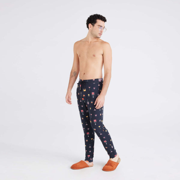 Front - Model wearing Snooze Sleep Pant in Top Shelf-Black