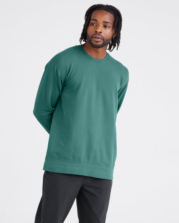 Front - Model wearing 3Six Five Lounge Long Sleeve Crew in Pine