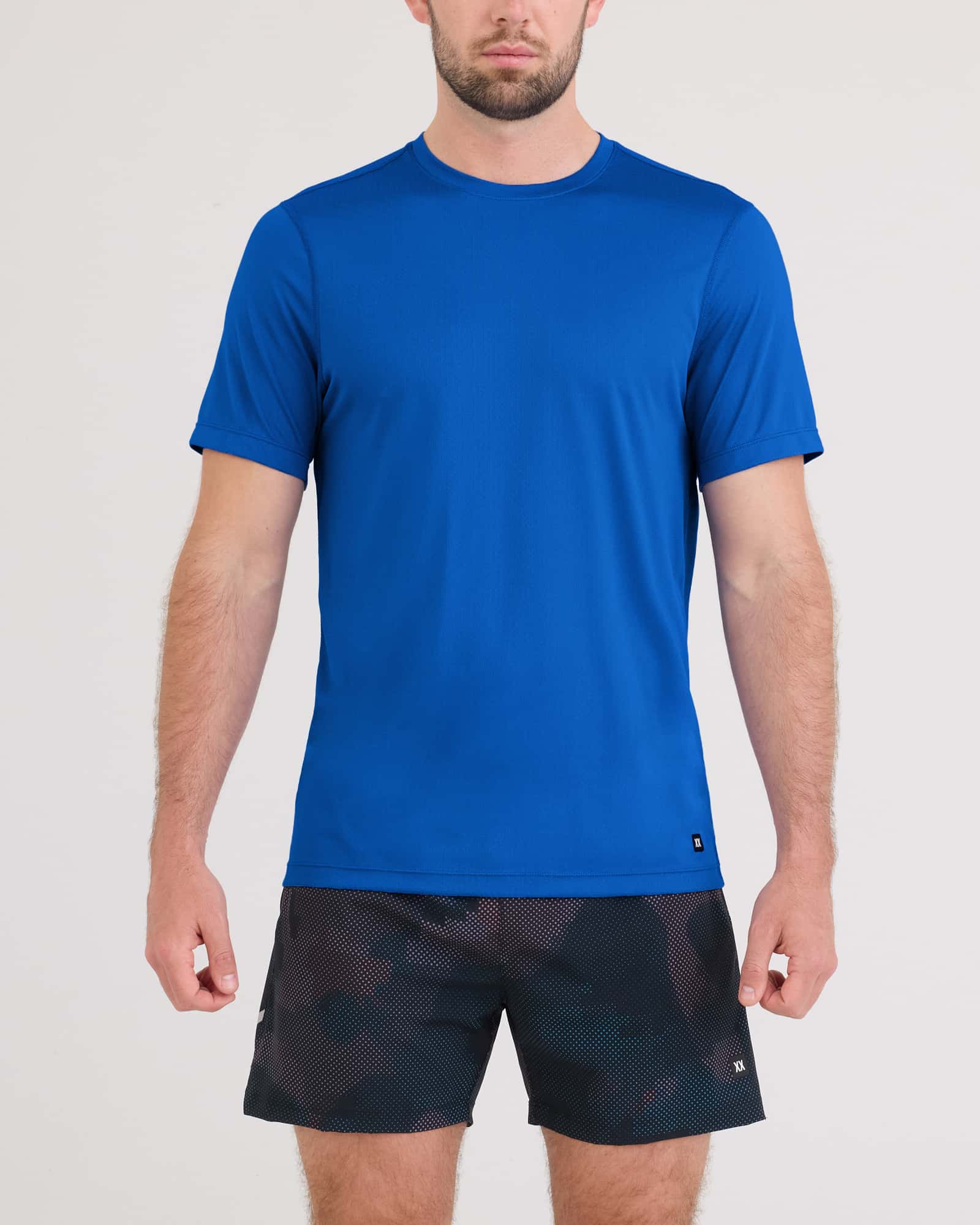 Front - Model wearing Multi-Sport Tech Tee in Bold Blue