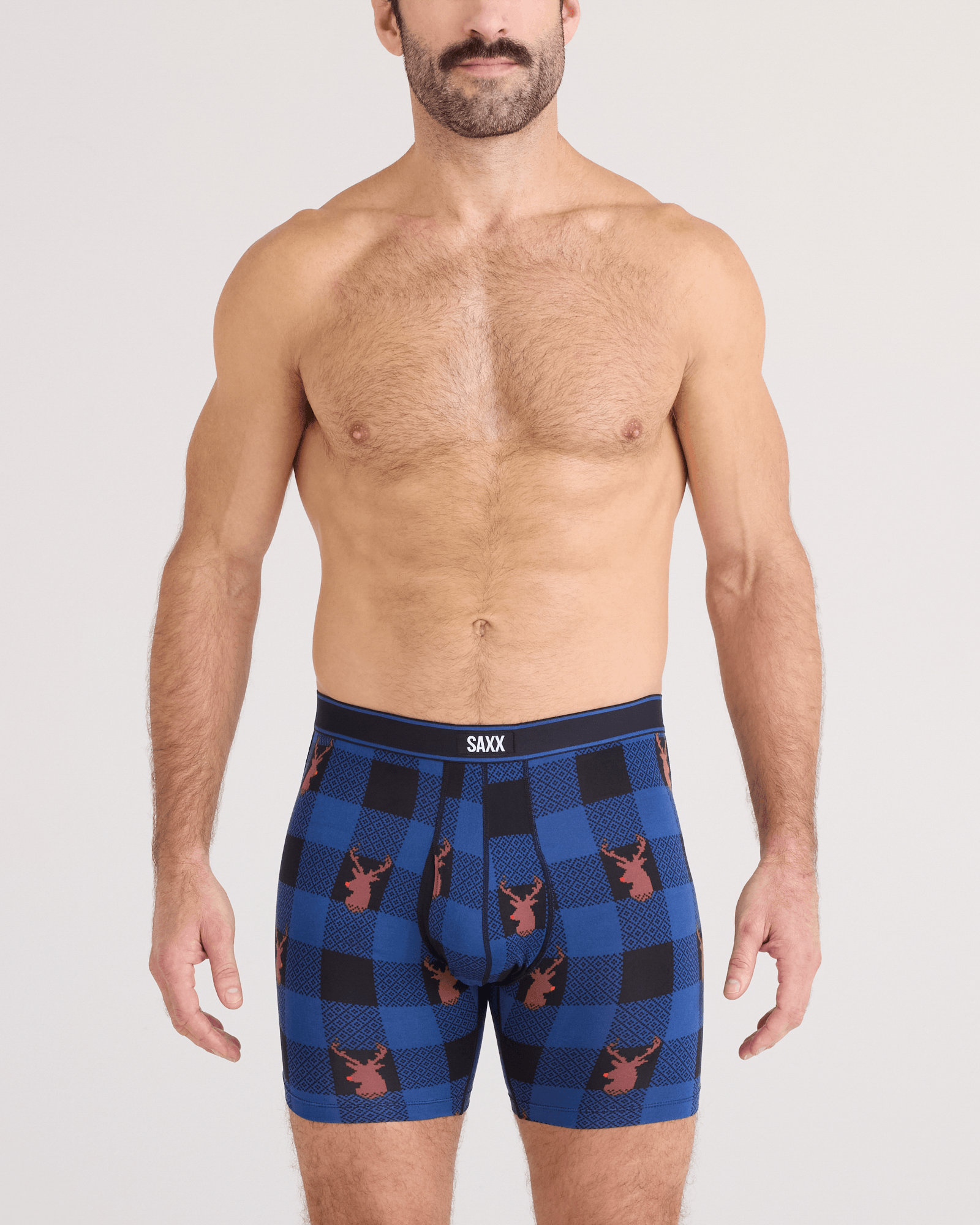 Front - Model wearing Daytripper Comfort Stretch Boxer Brief Fly 2 Pack in Nose So Brite/Black