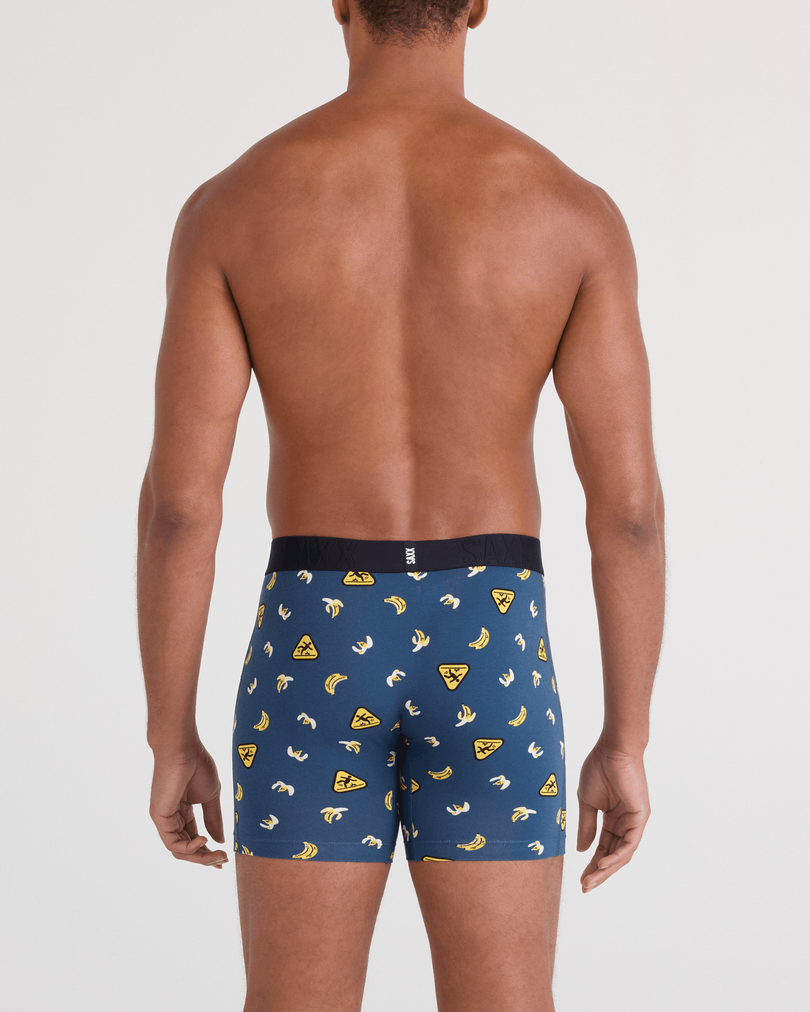 Back - Model wearing DropTemp Cooling Cotton Boxer Brief Fly 2 Pack in Safety First/Black