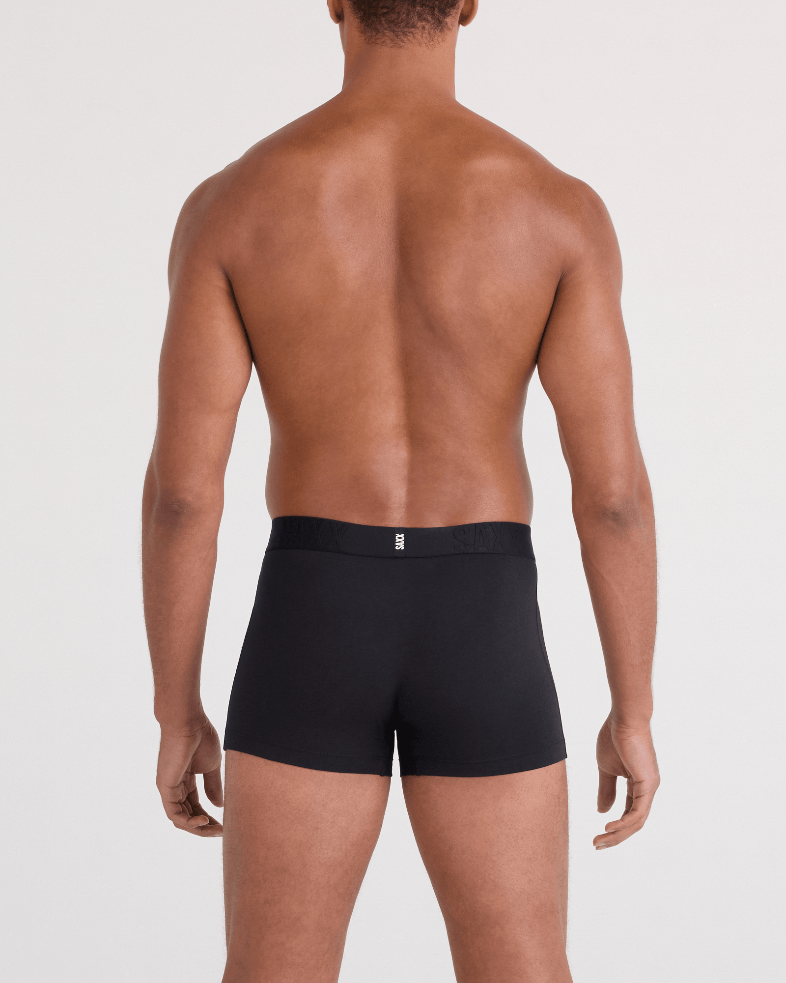 Back - Model wearing  DropTemp Cooling Cotton Trunk Fly in Black