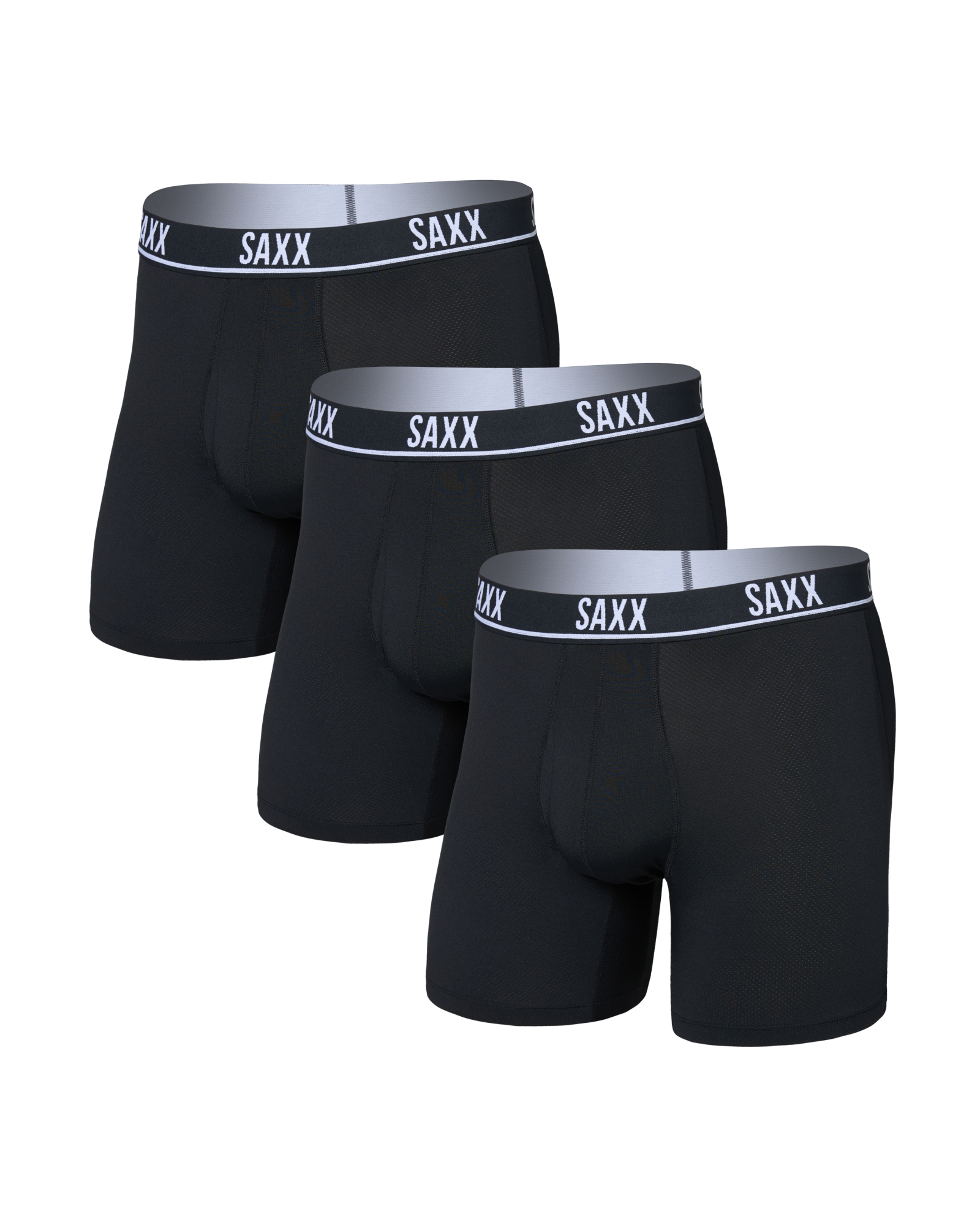 Front of Essential Performance Mesh Boxer Brief (3 Pack) in Black