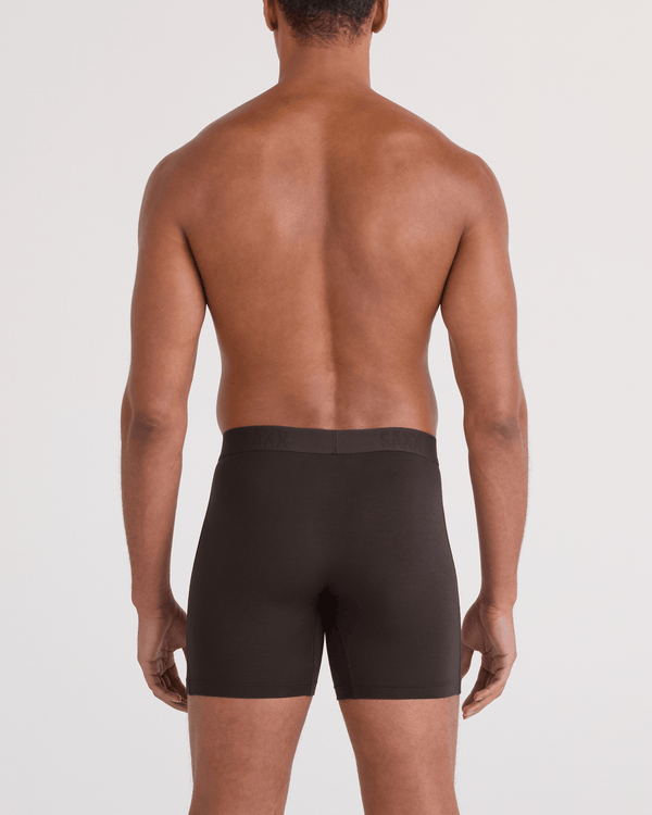 Back - Model wearing Vibe Xtra Soft Comfort Boxer Brief Fly 3 Pack in Seascape/Indigo/Dark Chocolate