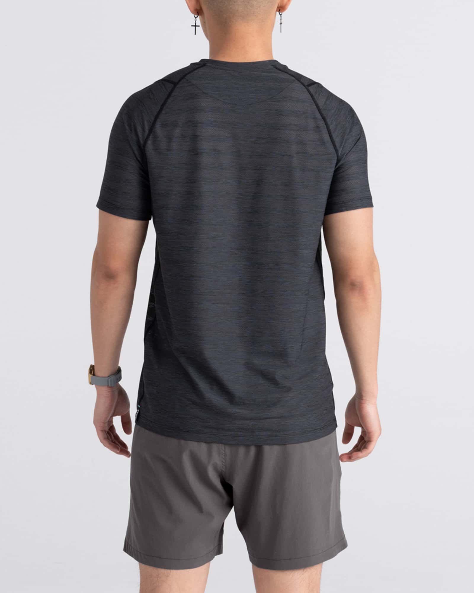 Back - Model wearing Gainmaker 2N1 Short 7" in Graphite
