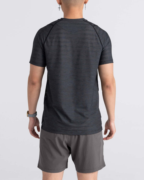 Back - Model wearing Gainmaker 2N1 Short 7" in Graphite