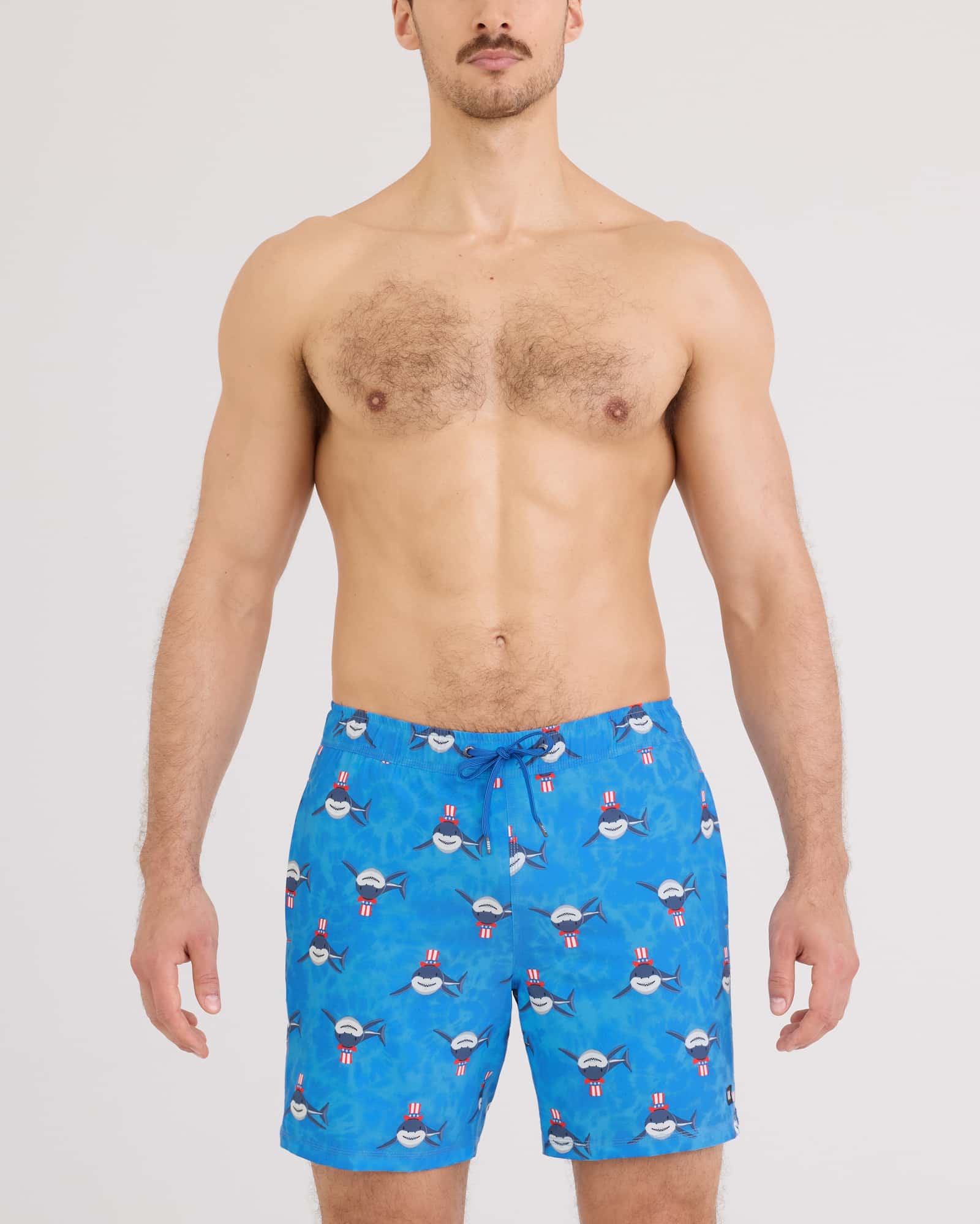 Front - Model wearing Oh Buoy 2N1 Volley 7" in I Want You-Racer Blue