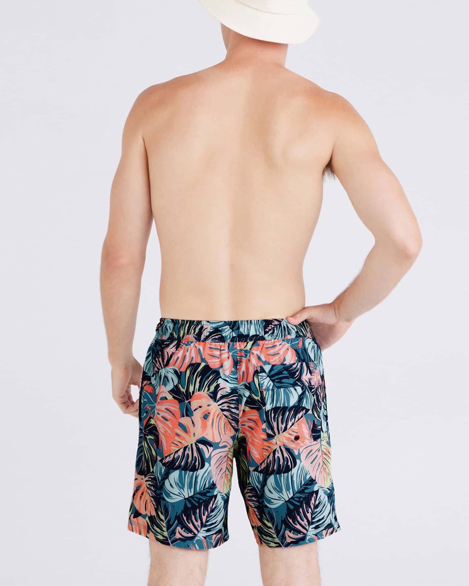 Back - Model wearing Oh Buoy 2N1 Volley 7" in Mr. Phil O. Dendren-Blue